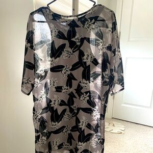 Layered neutral floral print dress